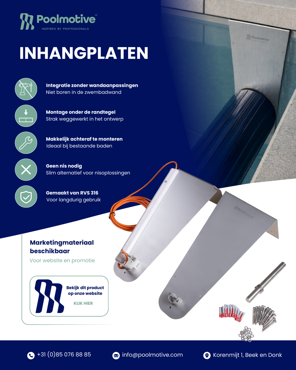 Inhangplaten zwembadafdekking